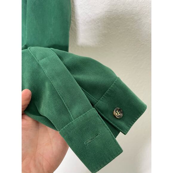 Vintage Talbots Stretch Green Button Up Shirt womens size small - Picture 5 of 6